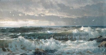 ウィリアム・トロスト・リチャーズ Painting - サーフ・オン・ロックスの風景 ウィリアム・トロスト・リチャーズ